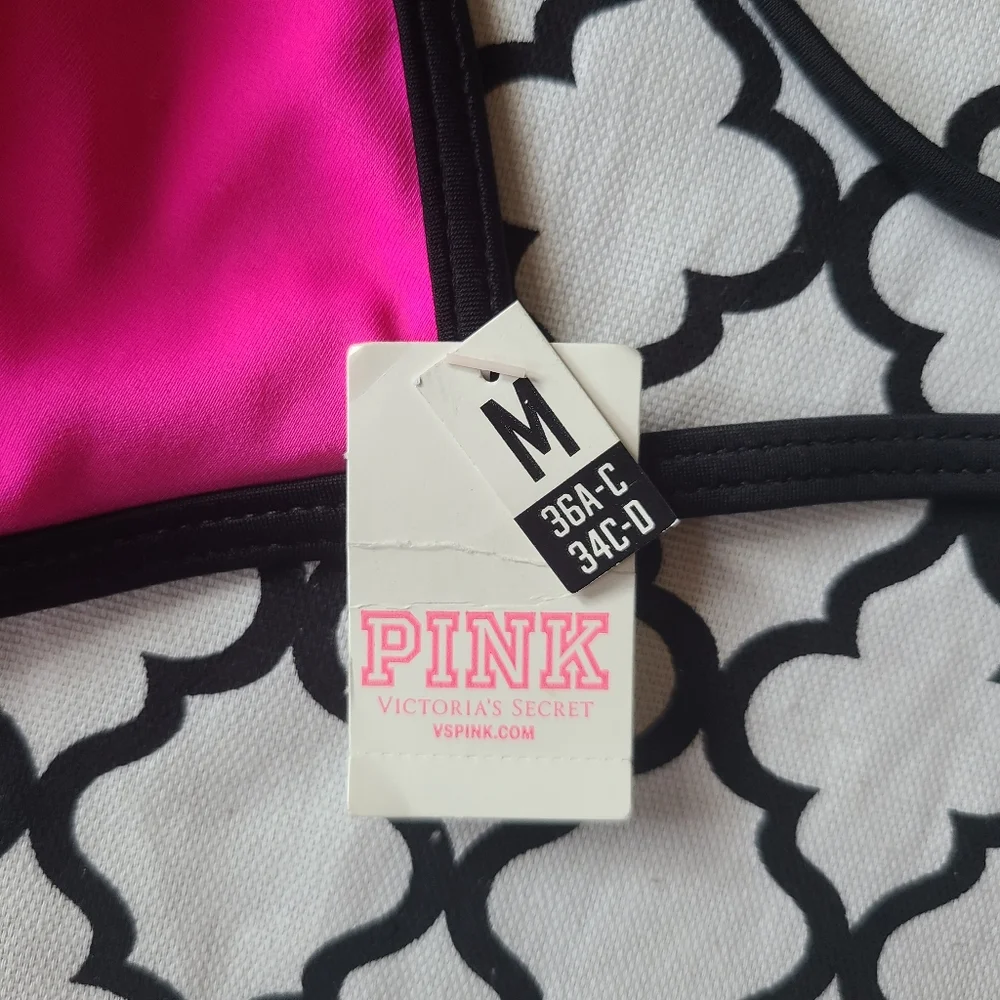Pink Color Block Triangle Bikini Top Medium - Picture 2 of 6